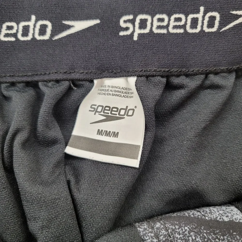 Speedo Men's Medium Board Shorts Swim Trunks Black Gray Graphic Board Shorts